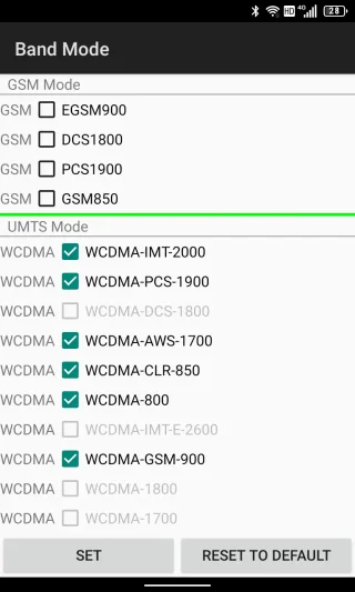 Titan Slim→EngineerMode→BandMode