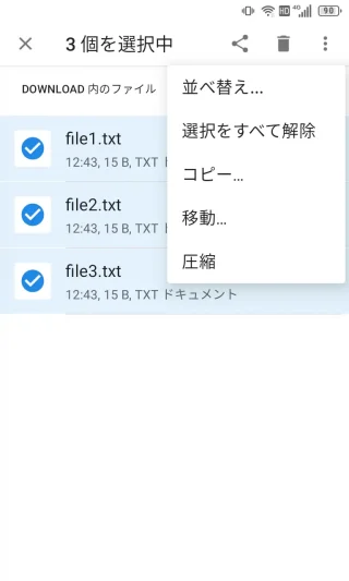 Unihertz Titan Slim→設定→ストレージ→内蔵ファイルマネージャー→メニュー