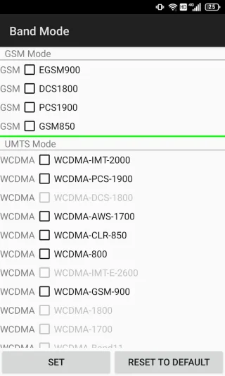 Titan Slim→EngineerMode→BandMode