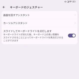 Unihertz Titan 2→設定→ジェスチャー→キーボードのジェスチャー