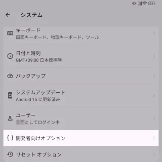 Unihertz Titan 2→設定→システム→開発者向けオプション