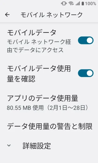 MIVE ケースマ→設定→ネットワークとインターネット→モバイルネットワーク