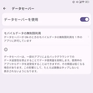 Unihertz Titan 2→設定→モバイルネットワーク→データセーバー