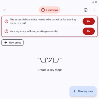 Zinwa Q25 Pro→Key Mapperアプリ→2 Warnings
