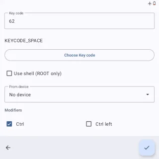 Zinwa Q25 Pro→Key Mapperアプリ→New key map→Actions→Input KEYCODE_SPACE→option→Edit action
