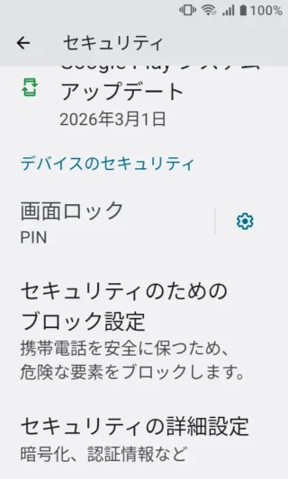 MIVE ケースマ→設定→セキュリティ
