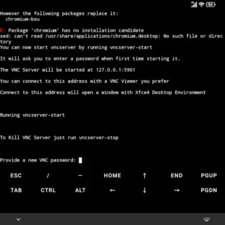 Androidアプリ→Andronix→Termux Execution→コマンド→VNCサーバーのパスワード