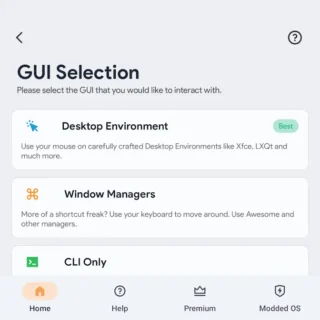 Androidアプリ→Andronix→GUI Selection