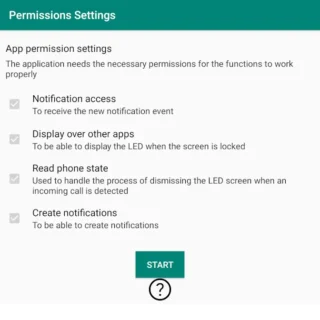 Androidアプリ→NoLED→Permissions Settings→オン